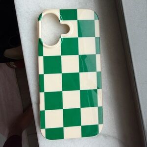 CASELY BRAND NEW Green and Cream Checkered iPhone17 pro Case